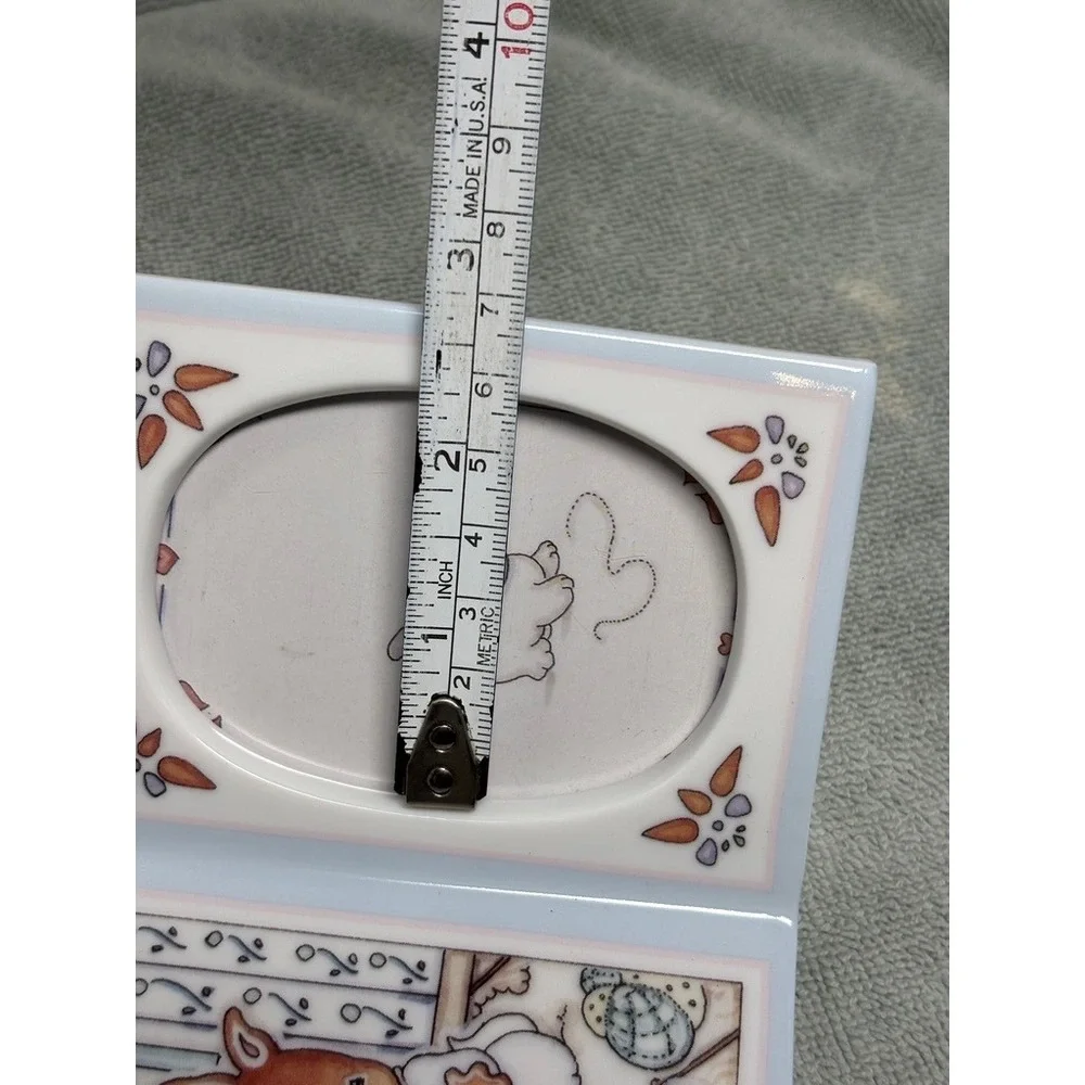 Vintage 1993‎ Roman Inc Cara Licensing Ceramic Nursery Bunny Cat Picture Frame